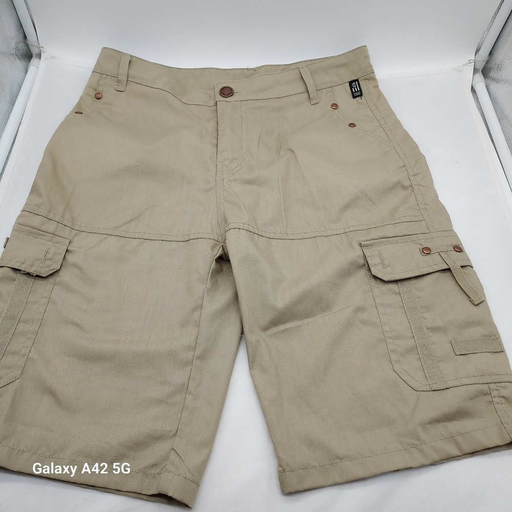 Phat Farm Mens‎ Tan Cargo Shorts Size 16 Khaki Utility Streetwear Cotton Blend